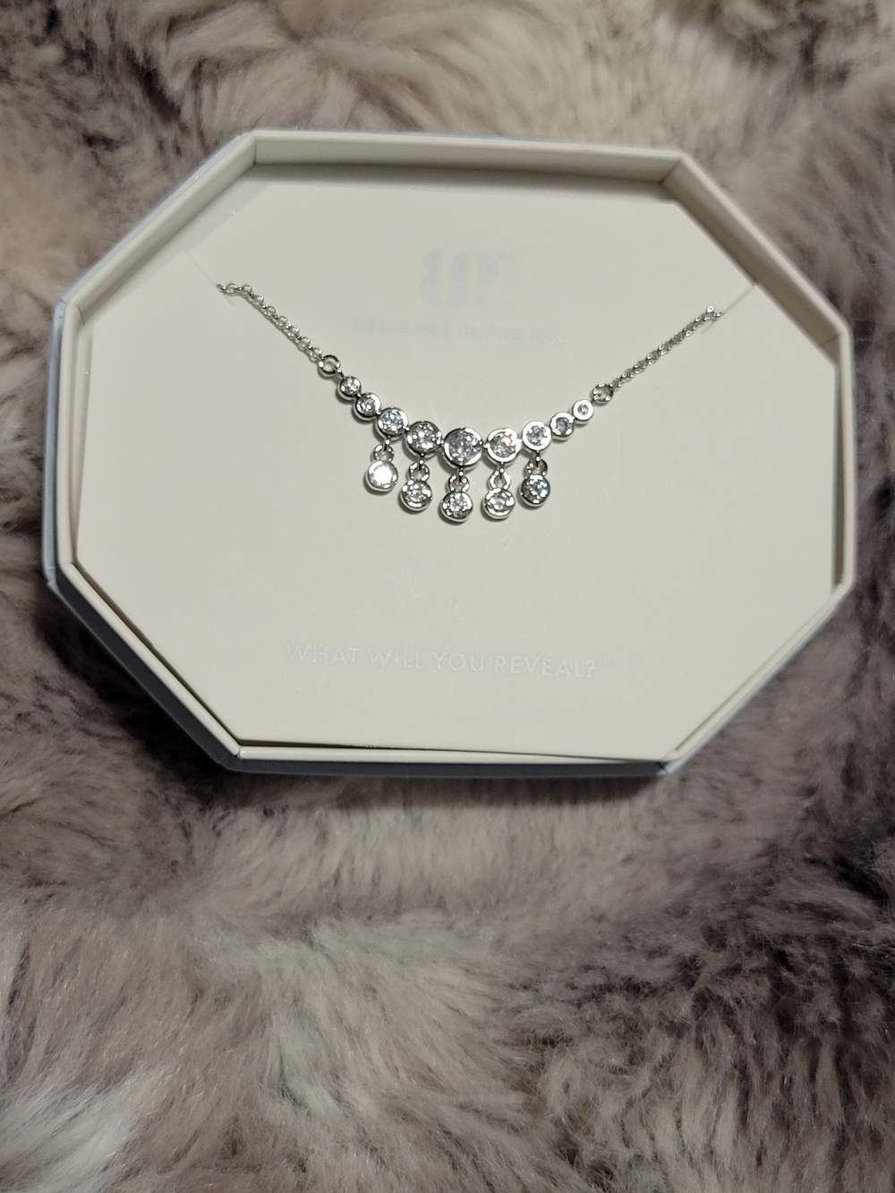 Silver Cubic Zirconia Drop Pendant Necklace - Women